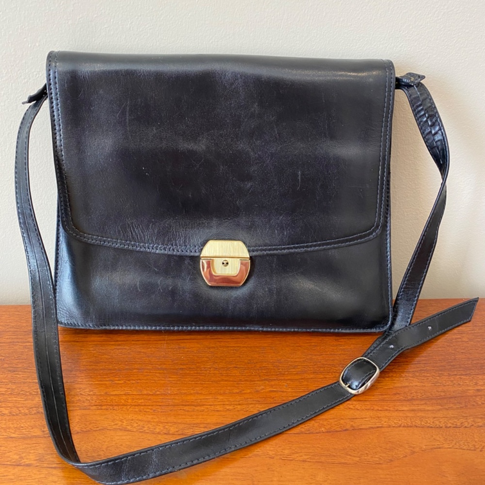 Vintage Amiet Small Leather Briefcase Crossbody Bag
